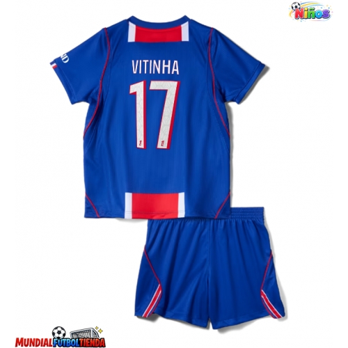 Camiseta Paris Saint-Germain Vitinha #17 Primera Equipación Replica 2026-27 para niños mangas cortas (+ Pantalones cortos)